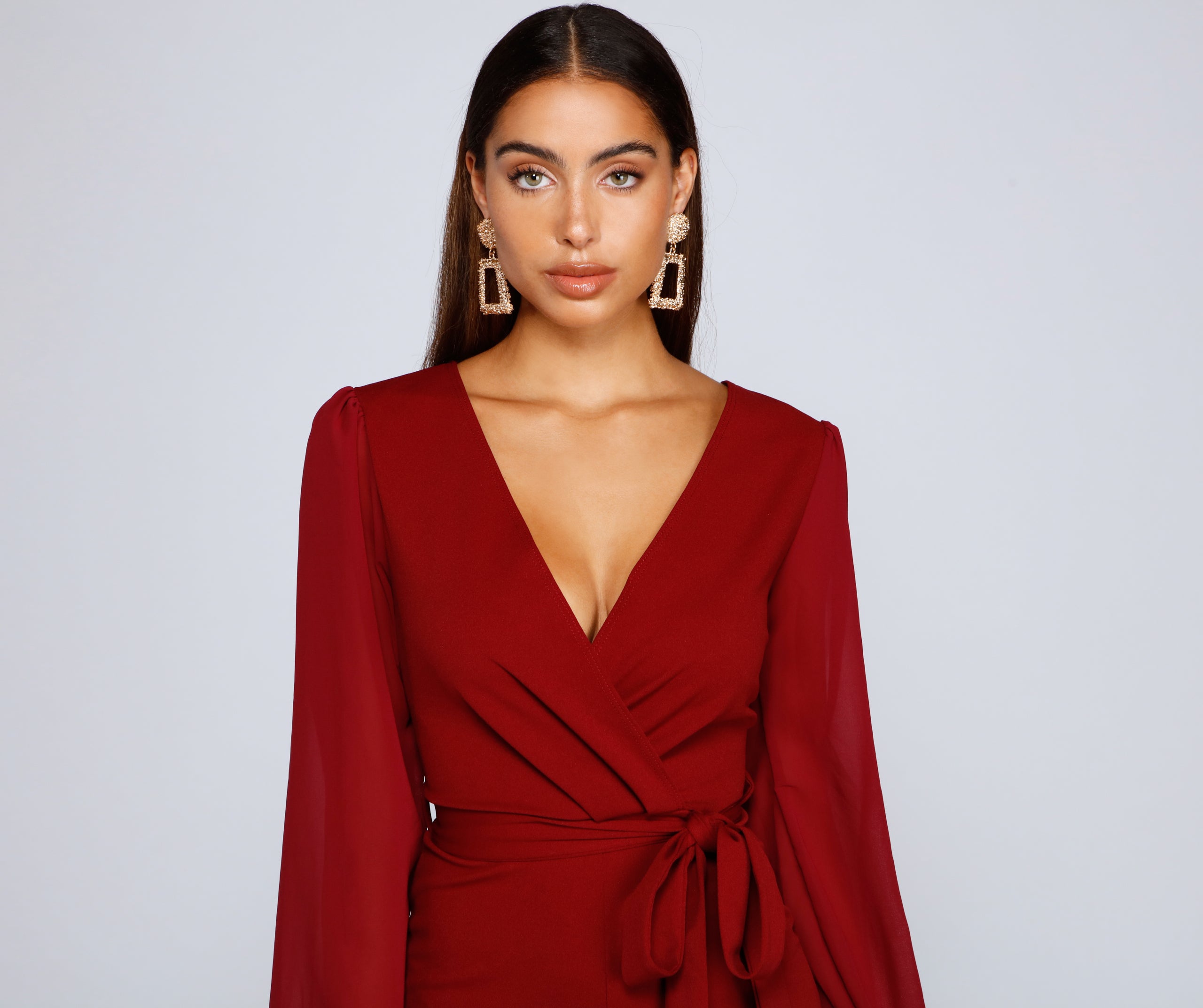 Perfectly Poised Plunging Chiffon Romper