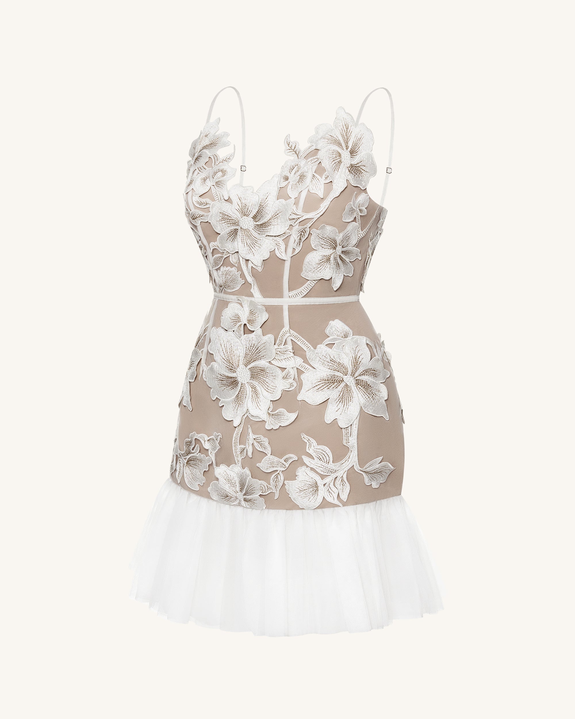 Floral Sling Mini Dress - White