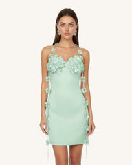 Floral Embellished Slip Mini Dress - MintGreen