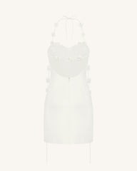 Floral Embellished Slip Mini Dress -White