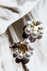 St Tropez Pearl Hoop Earrings Gold
