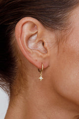 Lucida Drop Diamante Hoop Earrings Gold