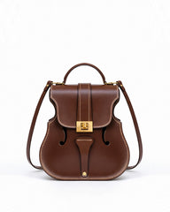 Violin Shape Top Handle Bag - Brown
