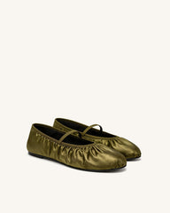 Maya Gathered Mary Janes – Green